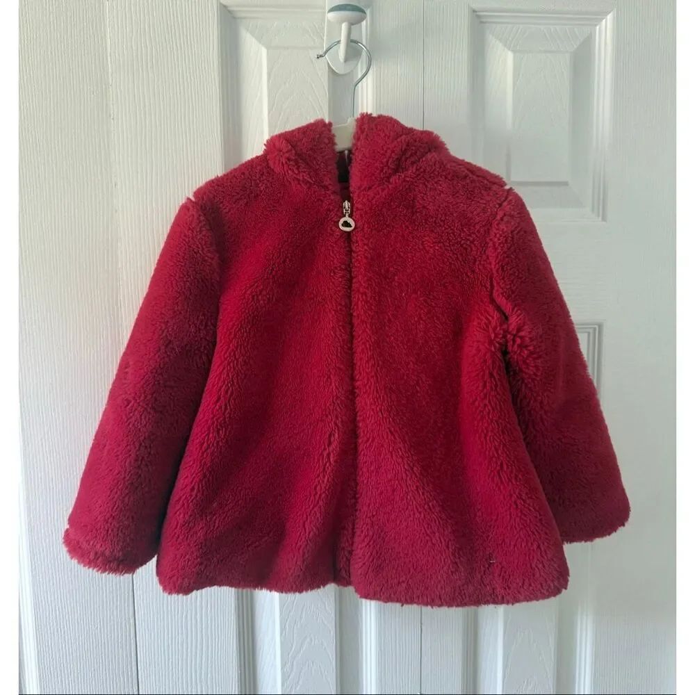 Mayoral 24 Months Baby Girl Plush Faux Fur Hooded Zipper Coat Jacket